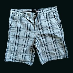 Apt. 9 Men's Size 36 Chino Shorts Blue/Black Plaid 100% Cotton Summer